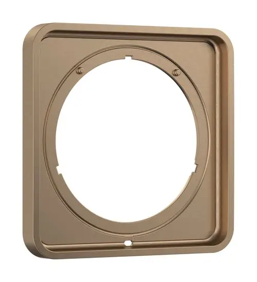 Verlängerungsrosette in Bronze-Finish von Hansgrohe, quadratisch mit einer kreisförmigen Öffnung in der Mitte. Geeignet für Installationen mit passendem Zubehör.